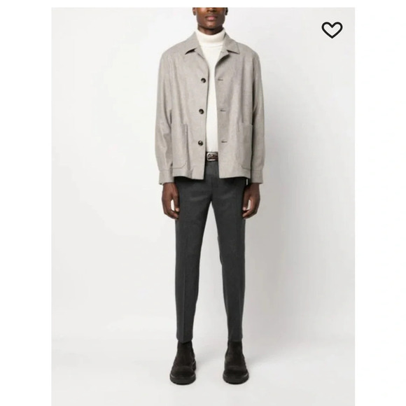 Zegna button-fastening wool shirt jacket Size 52 Gray